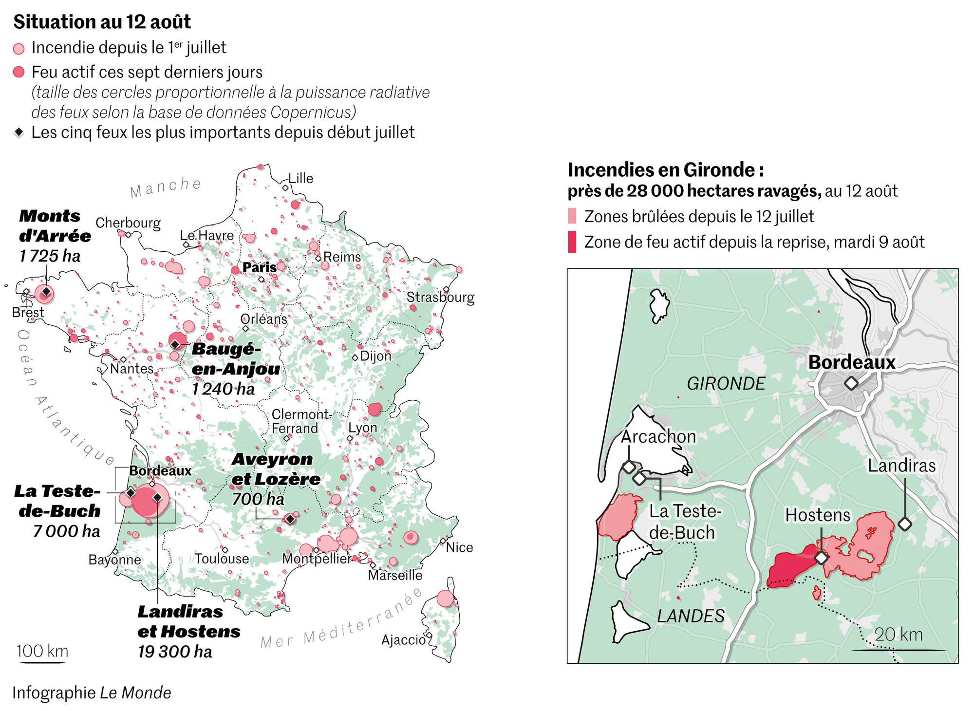 Incendie majeur dans l'Aude : 16 000 hectares brûlés et un mort
